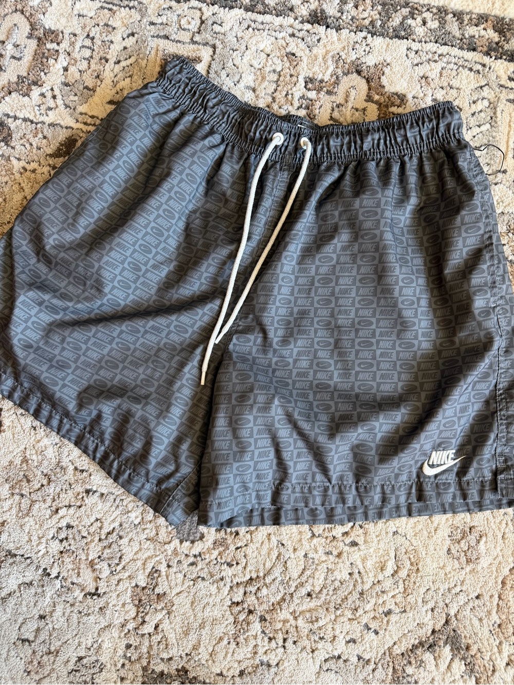 Nike Woven Men's Dark Gray All-Over Logo Athletic Shorts